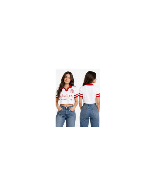 América De Cali X Flecha Escarlata — modelo mujer polo corta frente y espalda lisa