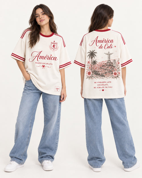 América De Cali Mi Corazón Escarlata - Foto 2 oversize larga mujer