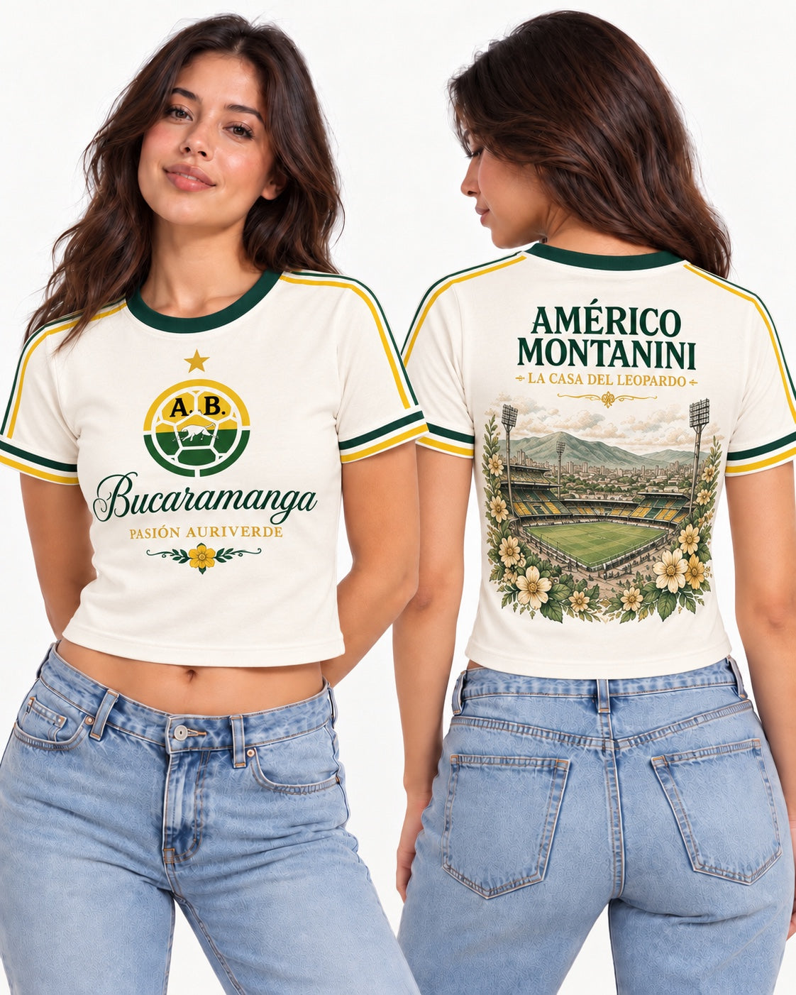 Atlético Bucaramanga X Casa Del Leopardo - baby tee mujer