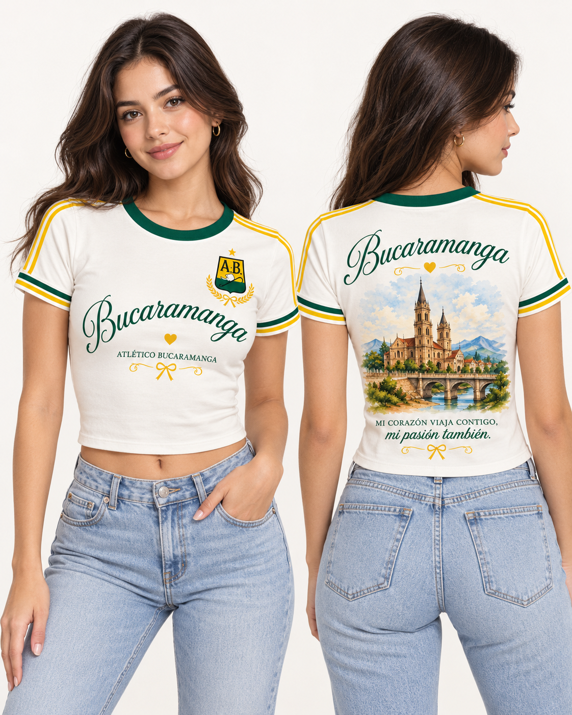 Atlético Bucaramanga X Pasión Contigo - baby tee mujer