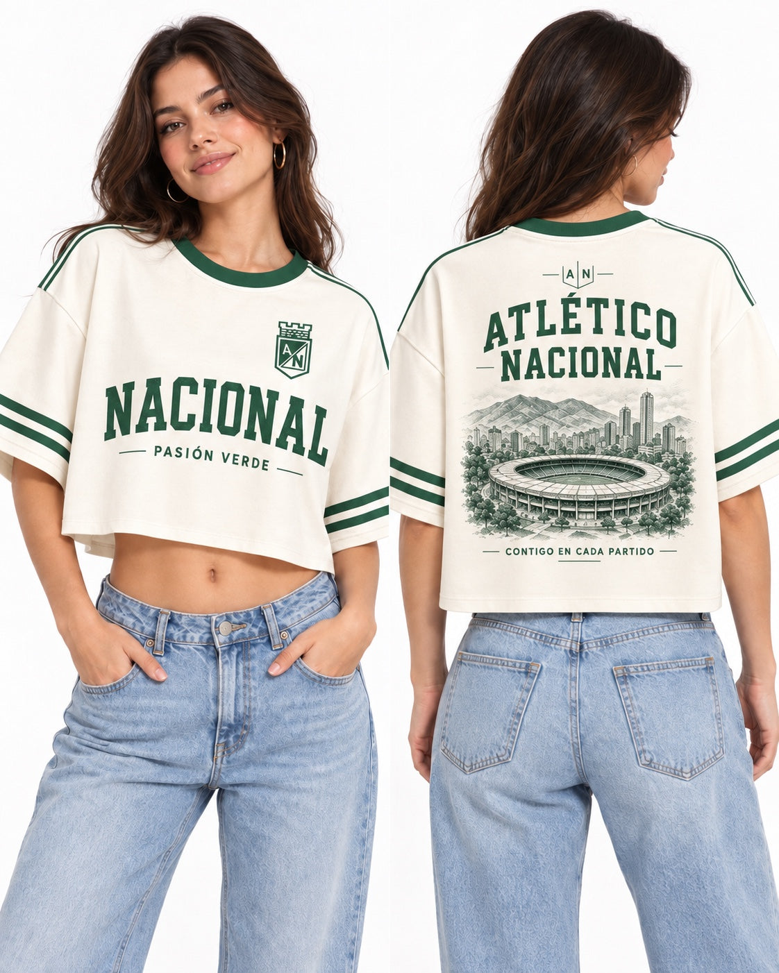 Atlético Nacional oversize corta mujer