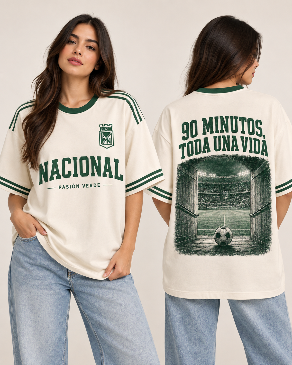Atlético Nacional X 90 Minutos Toda Una Vida — oversize larga mujer