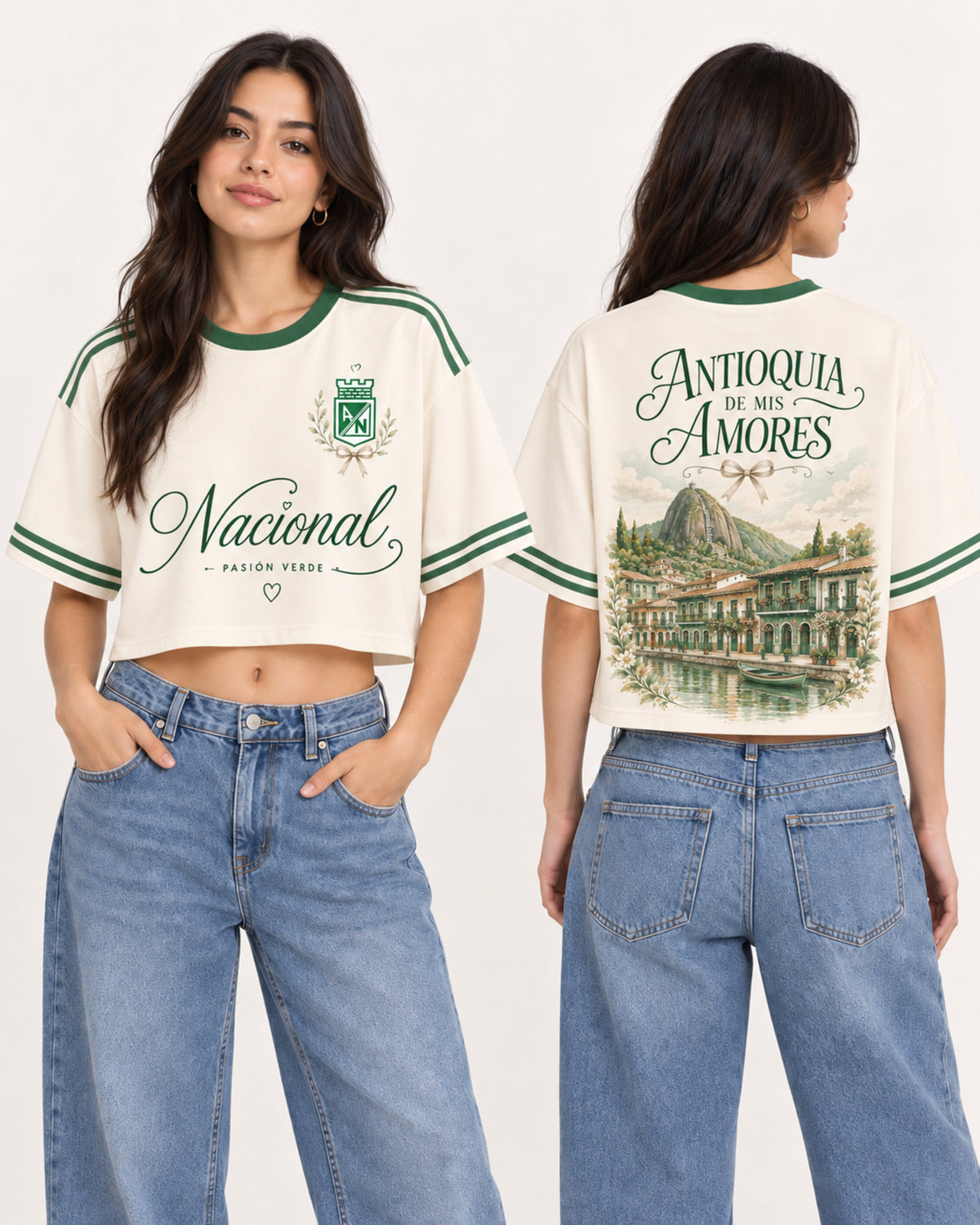 Atlético Nacional X Antioquia De Mis Amores — oversize corta mujer