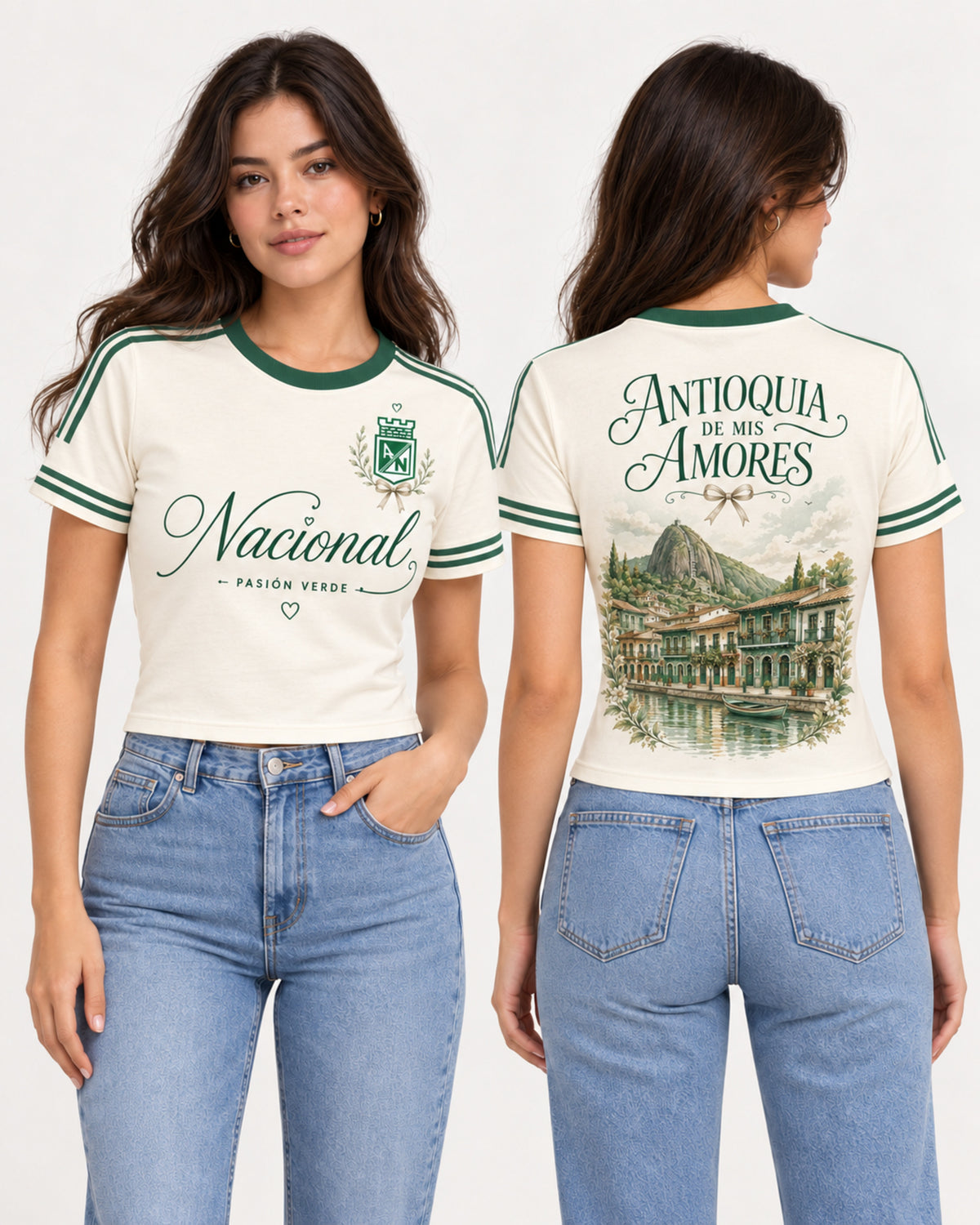 Atlético Nacional X Antioquia De Mis Amores — baby tee mujer