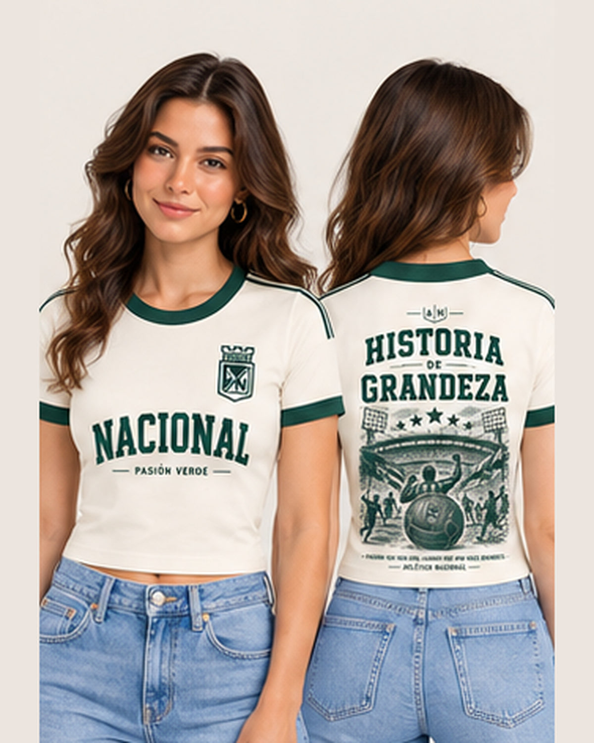Atlético Nacional X Historia De Grandeza - baby tee mujer