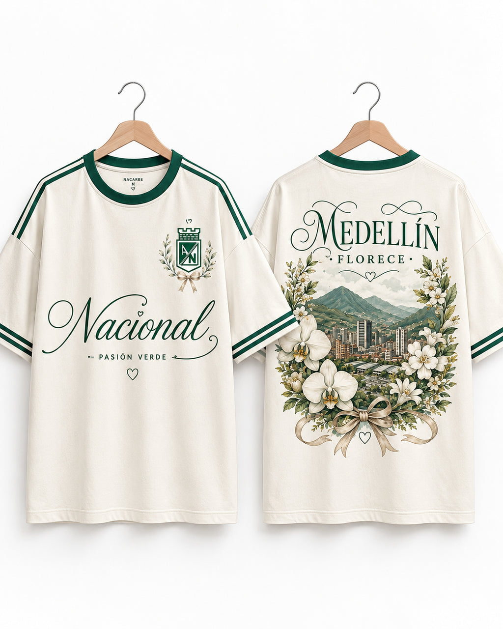 Atlético Nacional X Medellín Florece — prenda sola frente y espalda