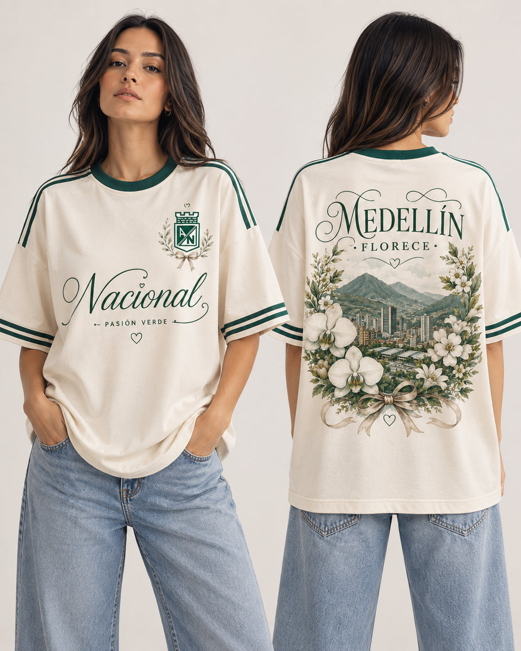 Atlético Nacional X Medellín Florece — oversize larga mujer