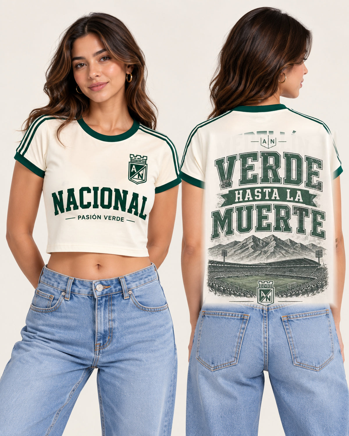 Atlético Nacional X Verde Hasta La Muerte - baby tee mujer