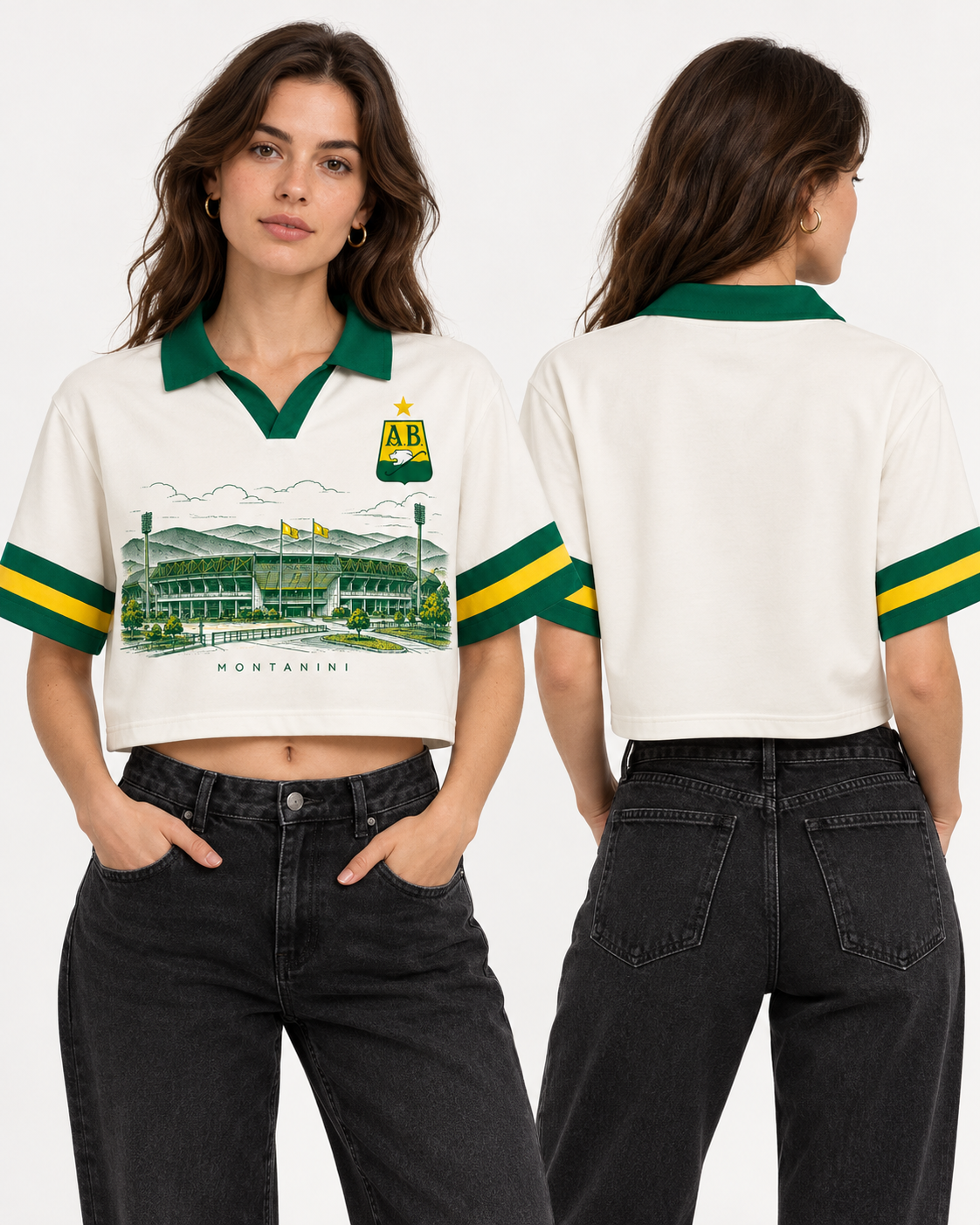 Mujer polo oversize corta frente y espalda