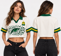 Mujer polo oversize corta frente y espalda