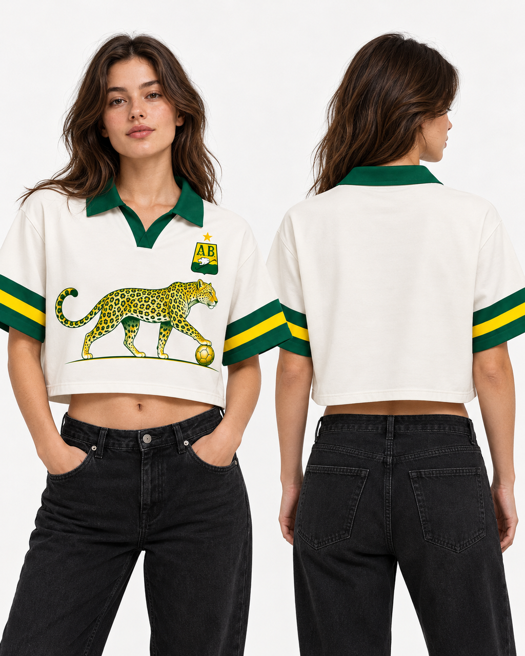 Mujer polo oversize corta frente y espalda