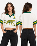 Mujer polo oversize corta frente y espalda