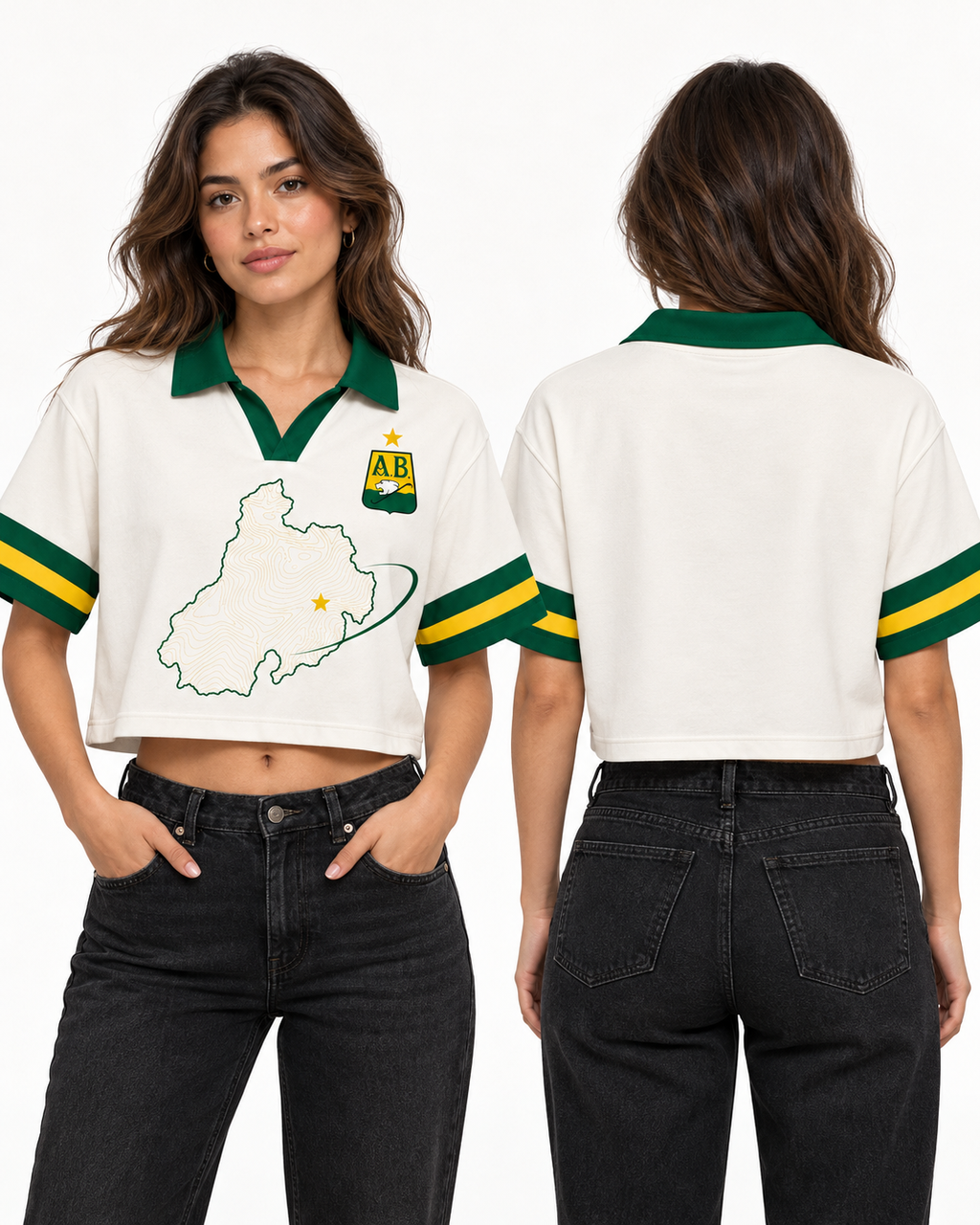 Mujer polo oversize corta frente y espalda