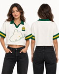 Mujer polo oversize corta frente y espalda