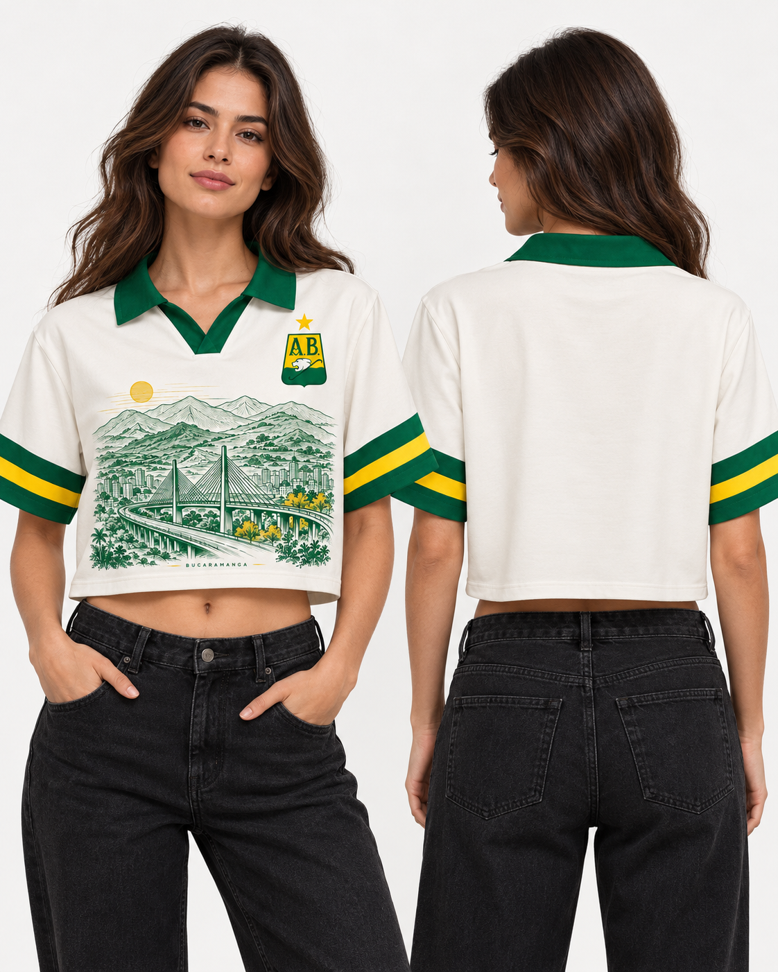 Mujer polo oversize corta frente y espalda
