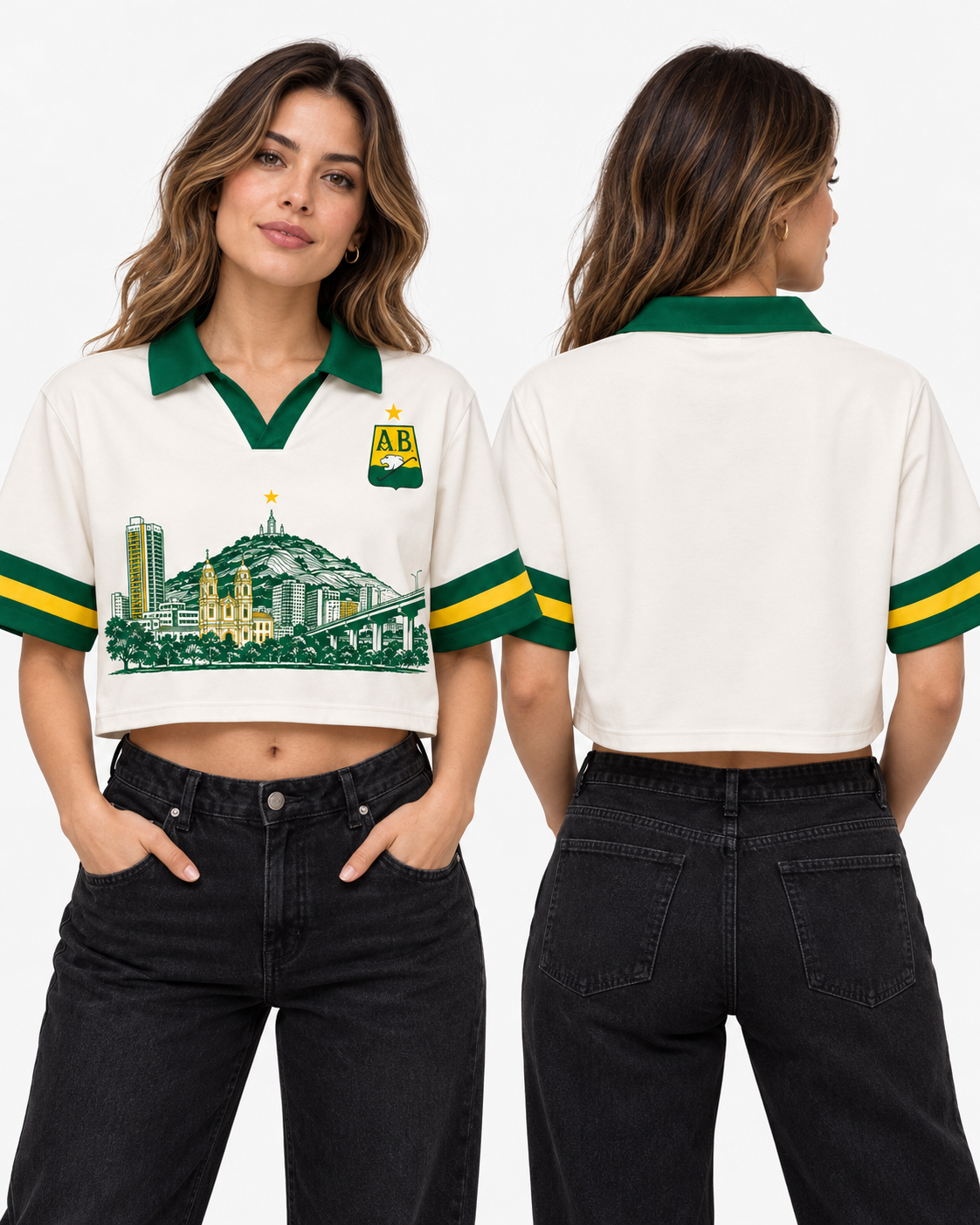 Mujer polo oversize corta frente y espalda