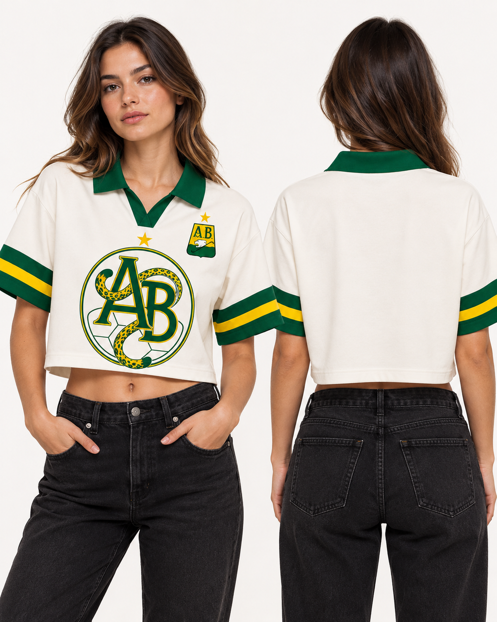 Mujer polo oversize corta frente y espalda