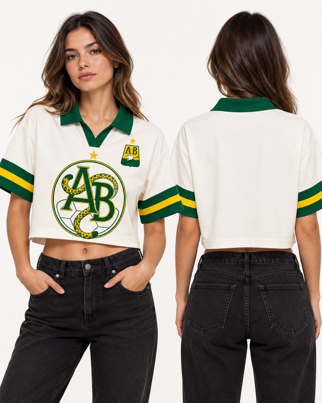 Mujer polo oversize corta frente y espalda