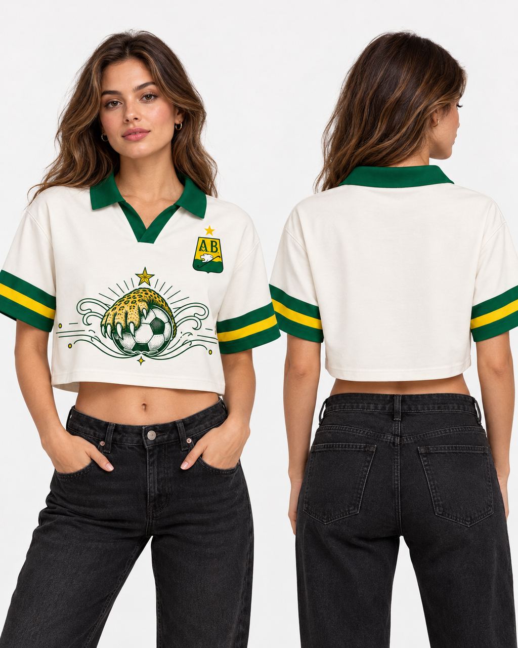 Mujer polo oversize corta frente y espalda
