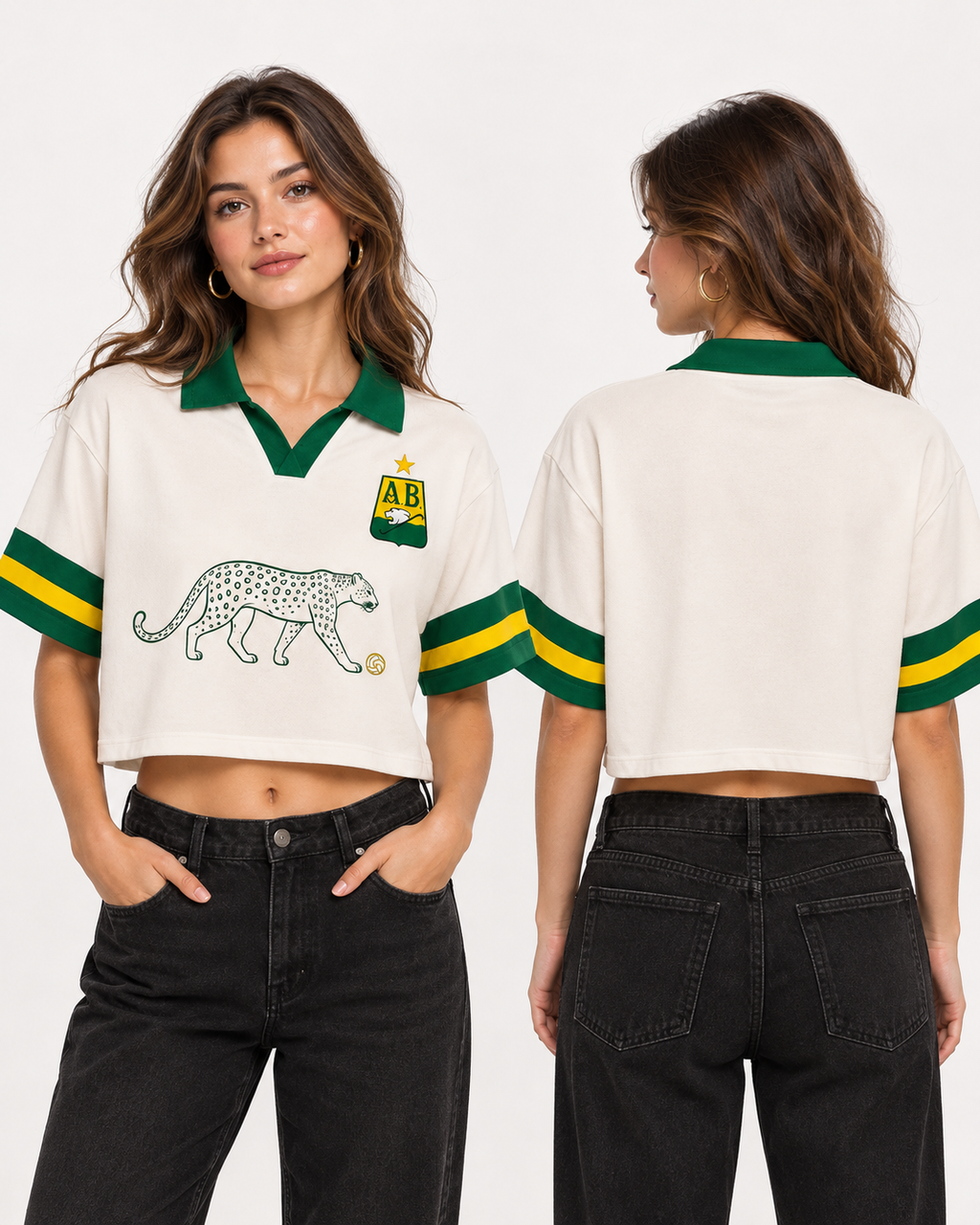Mujer polo oversize corta frente y espalda