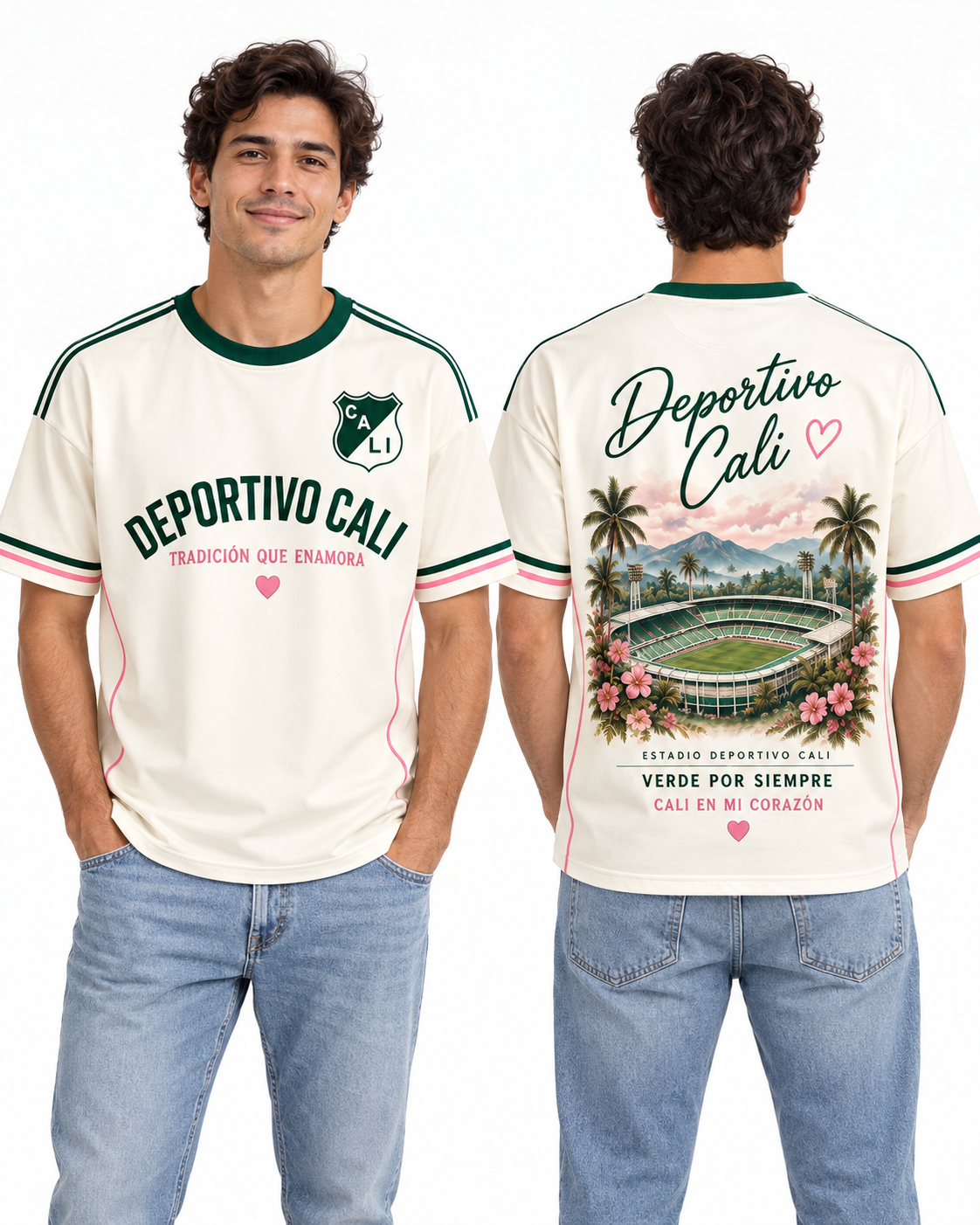 Deportivo Cali Verde Por Siempre — Regular fit hombre frente y espalda