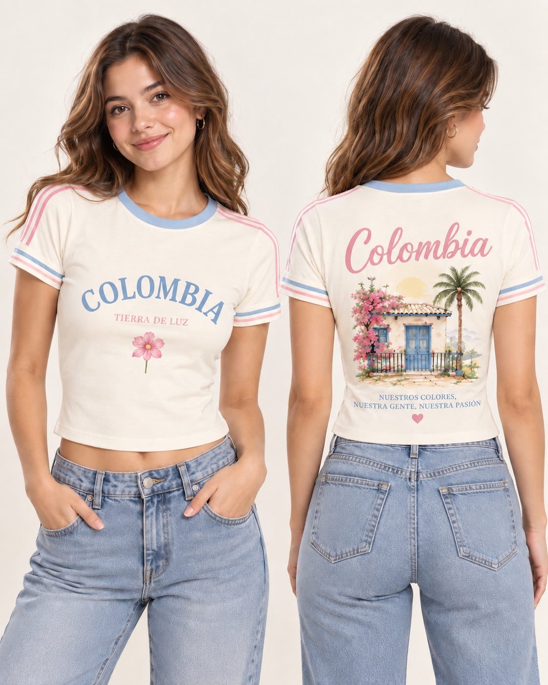 Colombia X Tierra De Luz - baby tee mujer