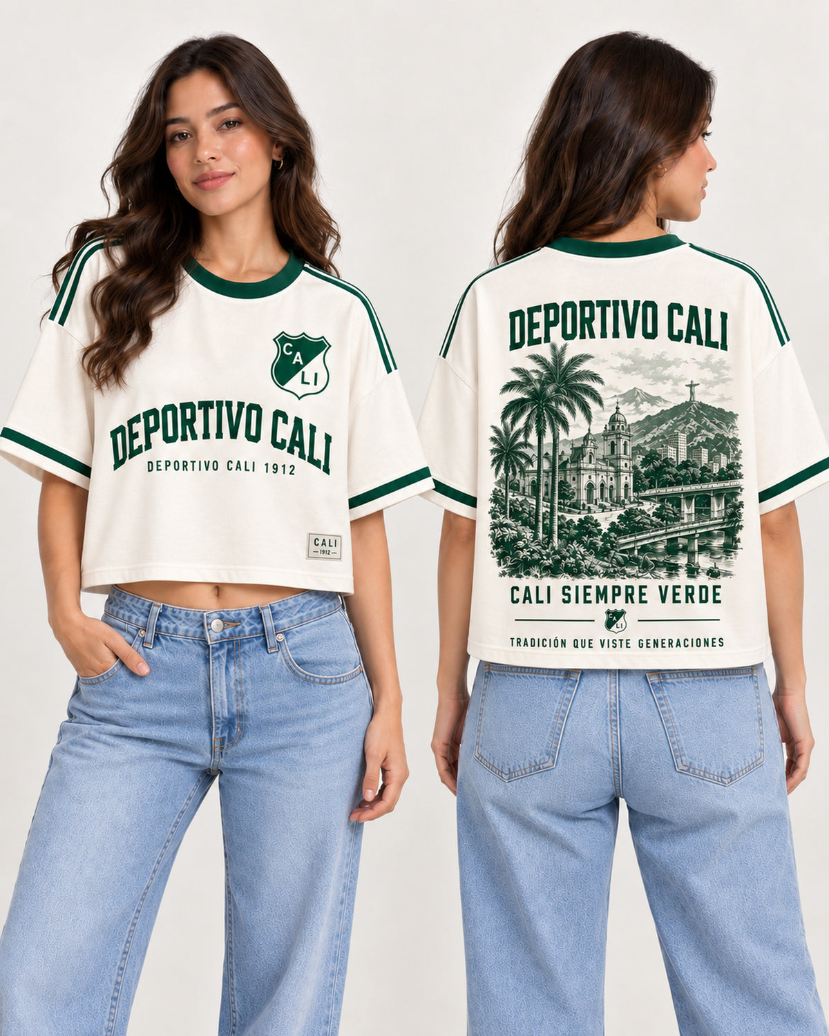 Deportivo Cali X Cali Siempre Verde — oversize corta mujer