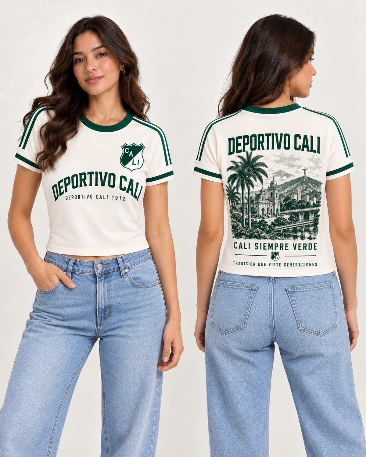 Deportivo Cali X Cali Siempre Verde — baby tee mujer