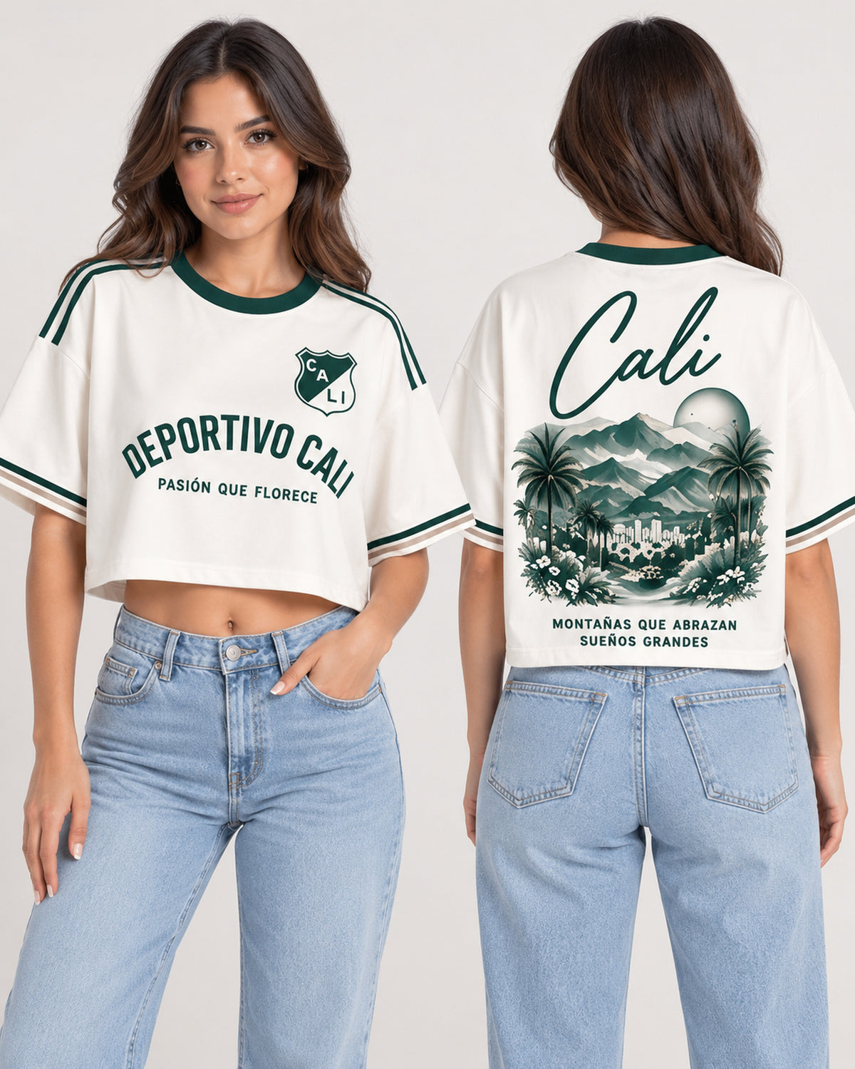 Deportivo Cali X Montañas Que Abrazan — oversize corta mujer