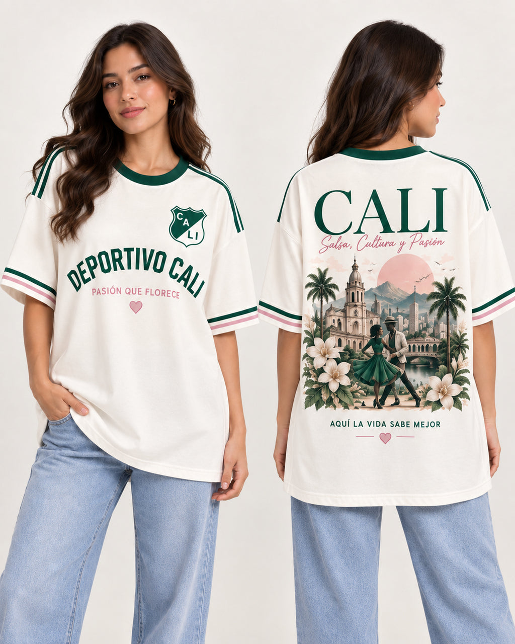 Deportivo Cali X Pasión Que Florece — oversize larga mujer