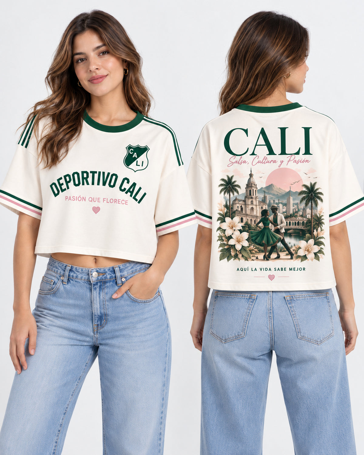 Deportivo Cali X Pasión Que Florece — oversize corta mujer