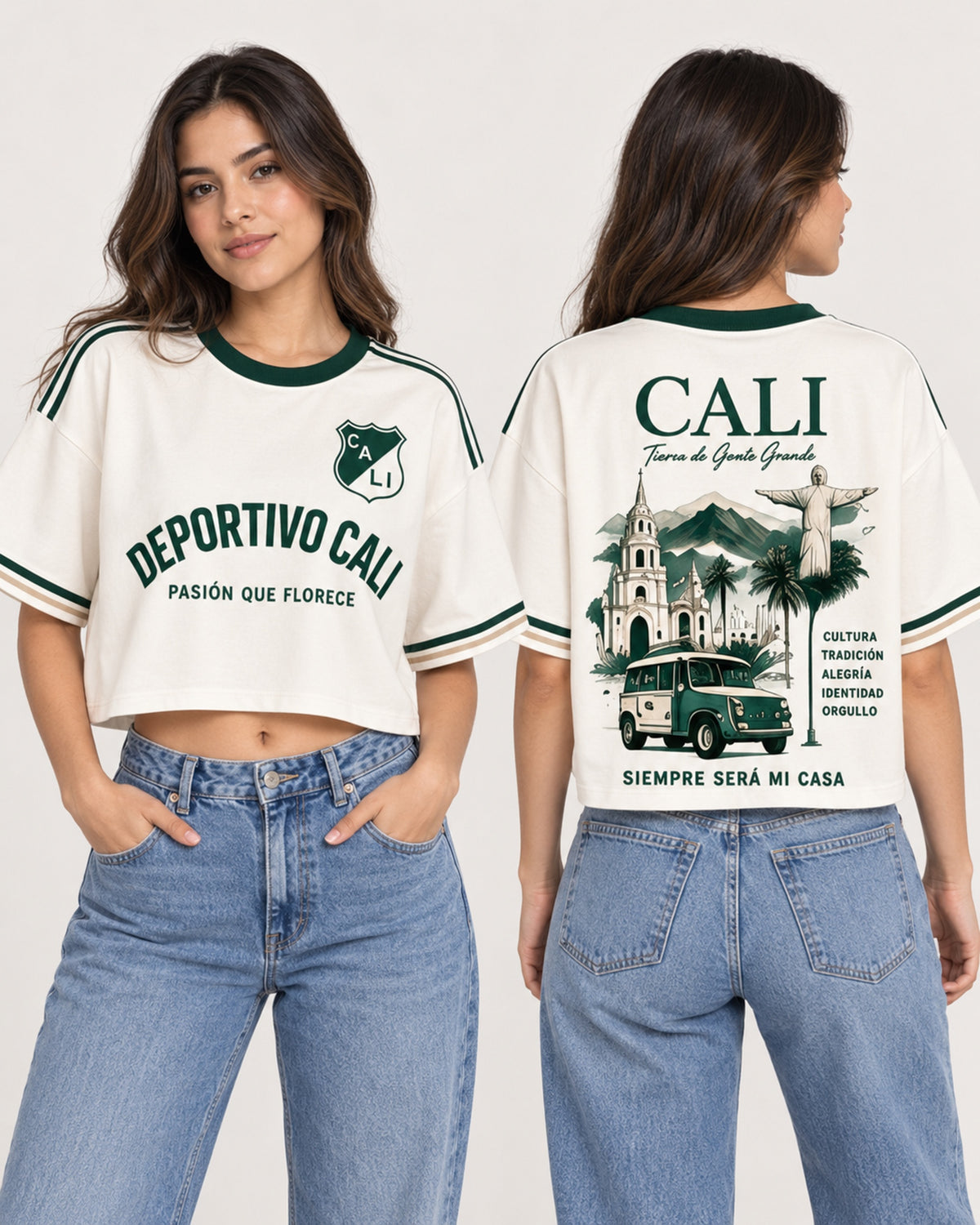 Deportivo Cali X Tierra De Gente Grande — oversize corta mujer