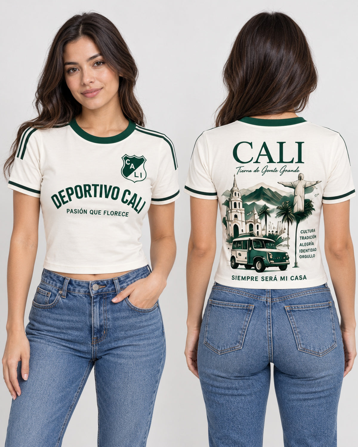 Deportivo Cali X Tierra De Gente Grande — baby tee mujer
