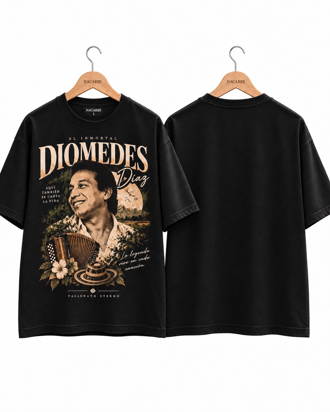Diomedes Díaz X El Inmortal - prenda frente y espalda