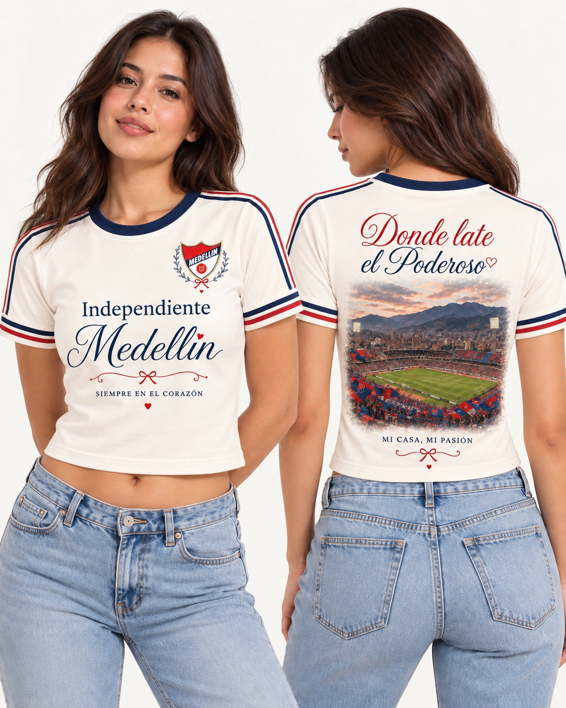 Independiente Medellín X El Poderoso - baby tee mujer