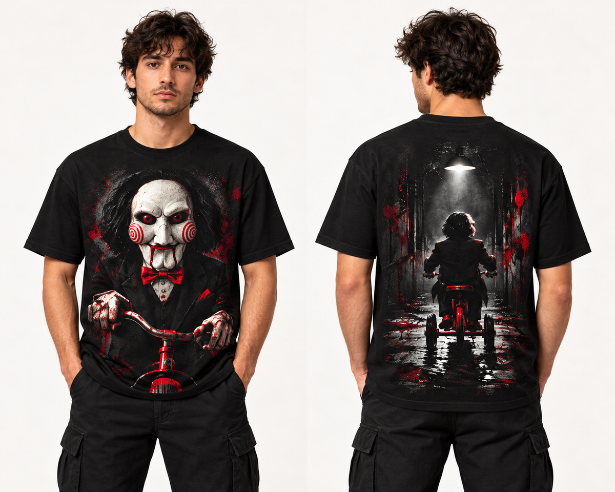 Jigsaw X Última Jugada — Regular hombre Negro — frente y espalda