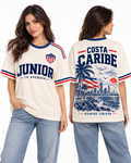 Junior Costa Caribe — Oversize larga mujer frente y espalda