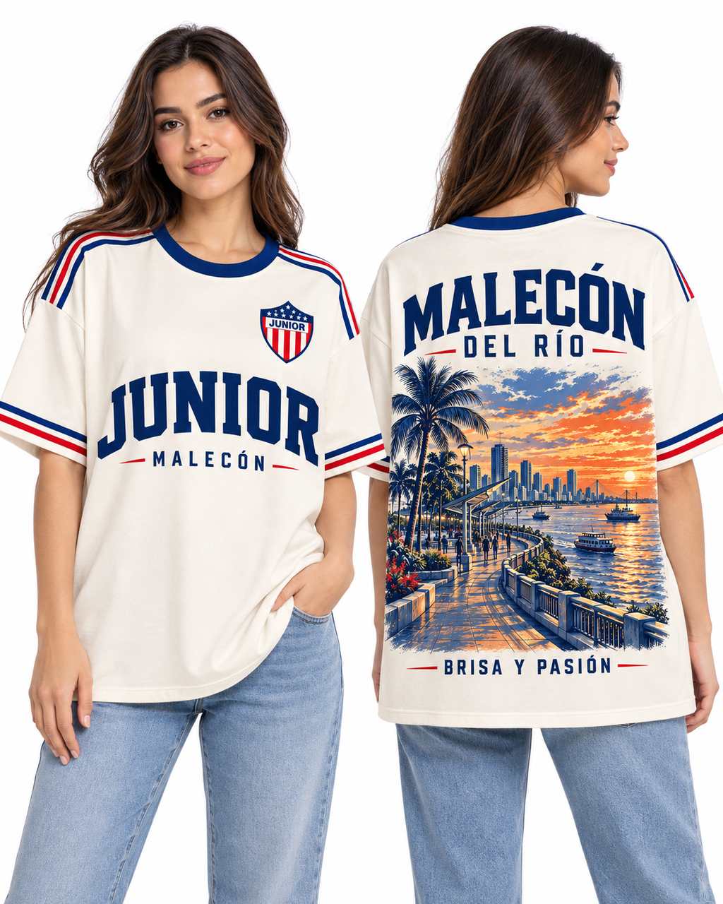 Junior Malecón del Río — Oversize larga mujer frente y espalda