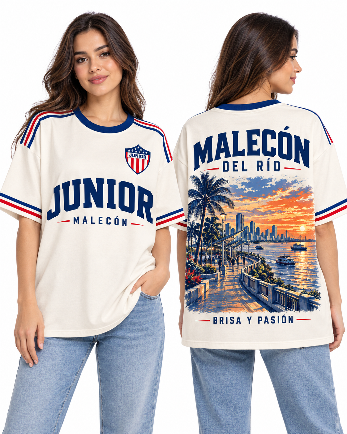 Junior Malecón del Río — Oversize larga mujer frente y espalda