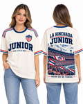 Junior Orgullo Rojiblanco — Oversize larga mujer frente y espalda