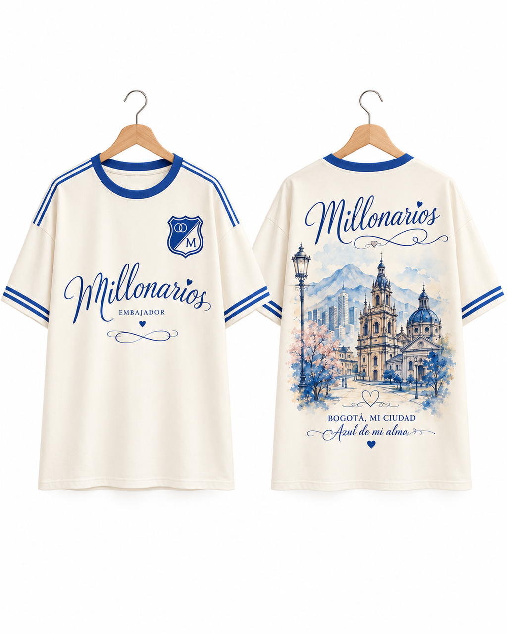 Millonarios X Azul De Mi Alma — prenda sola frente y espalda