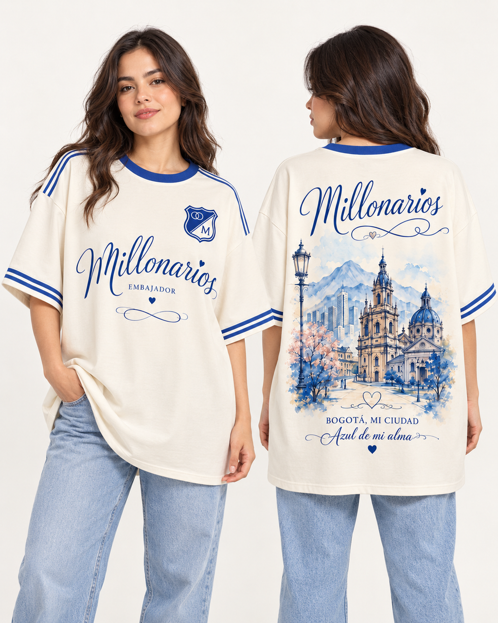 Millonarios X Azul De Mi Alma — oversize larga mujer