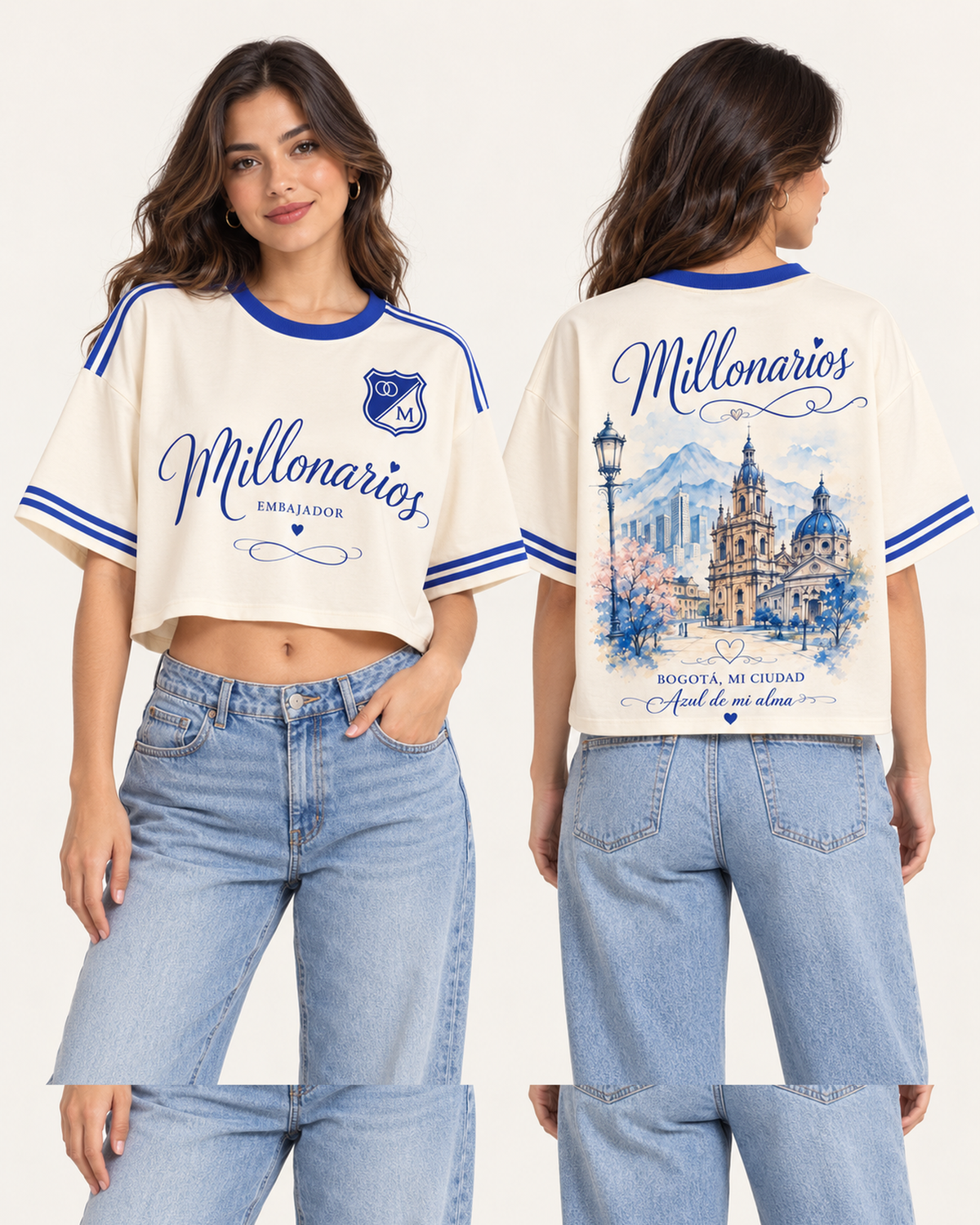 Millonarios X Azul De Mi Alma — oversize corta mujer