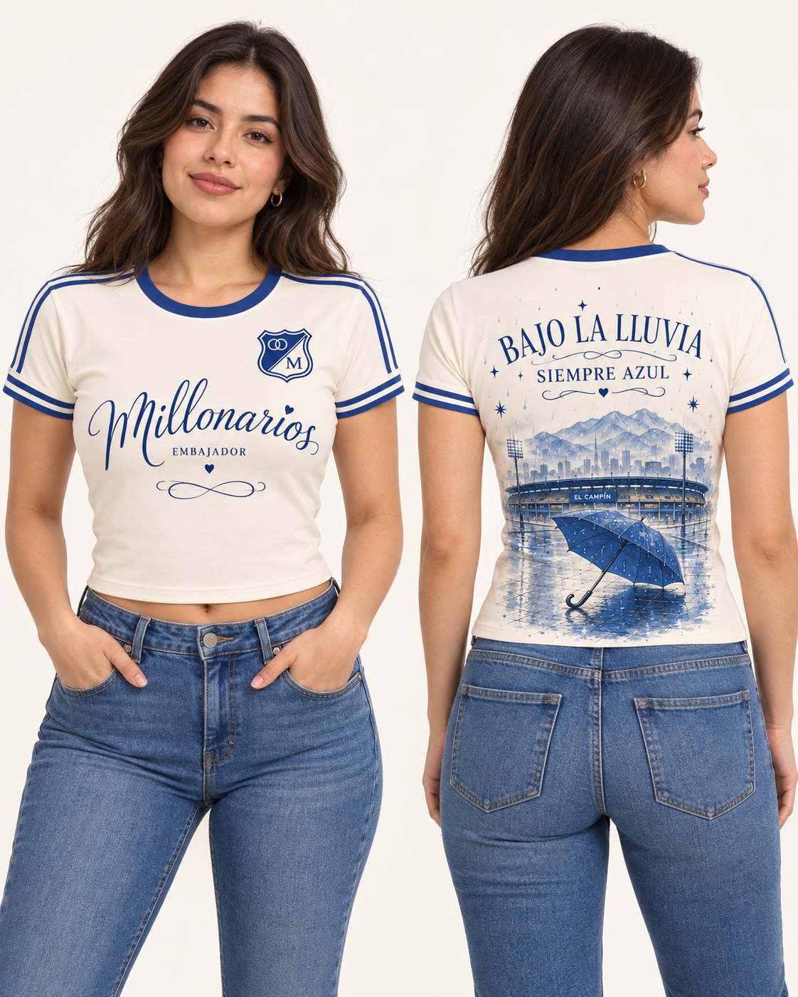 Baby tee mujer frente y espalda