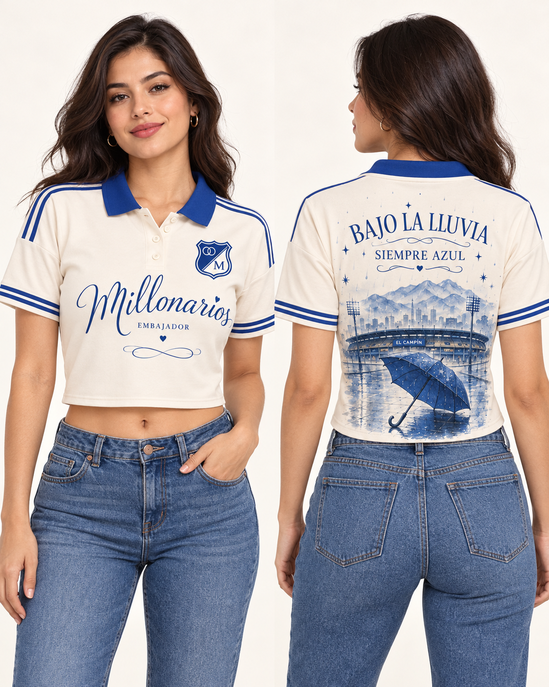 Polo corta mujer frente y espalda