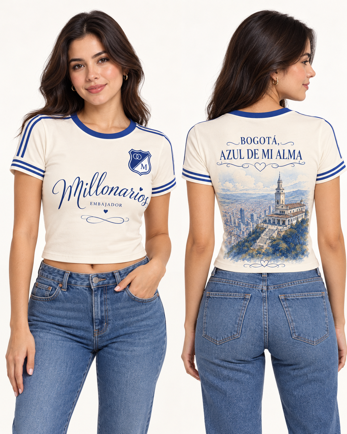 Baby tee mujer frente y espalda