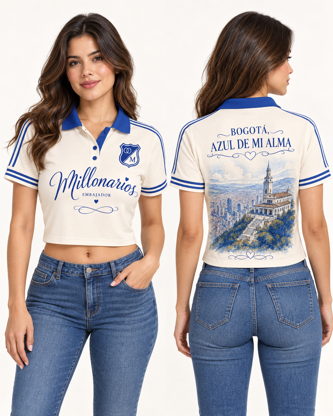 Polo corta mujer frente y espalda