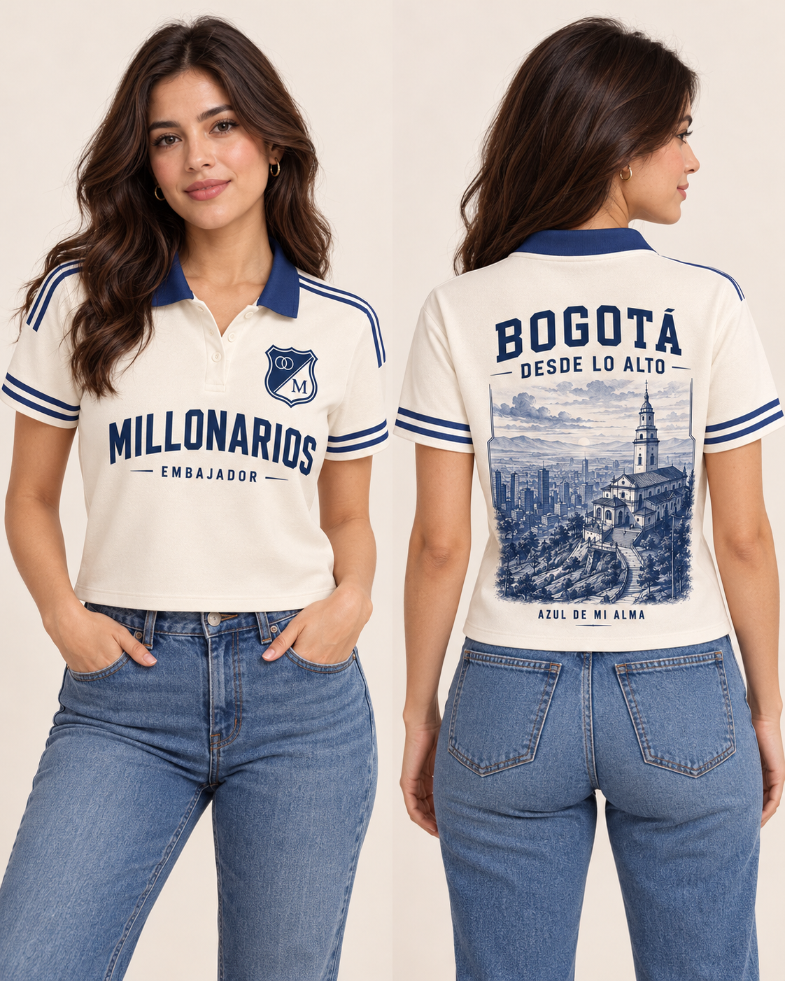 Polo corta mujer frente y espalda