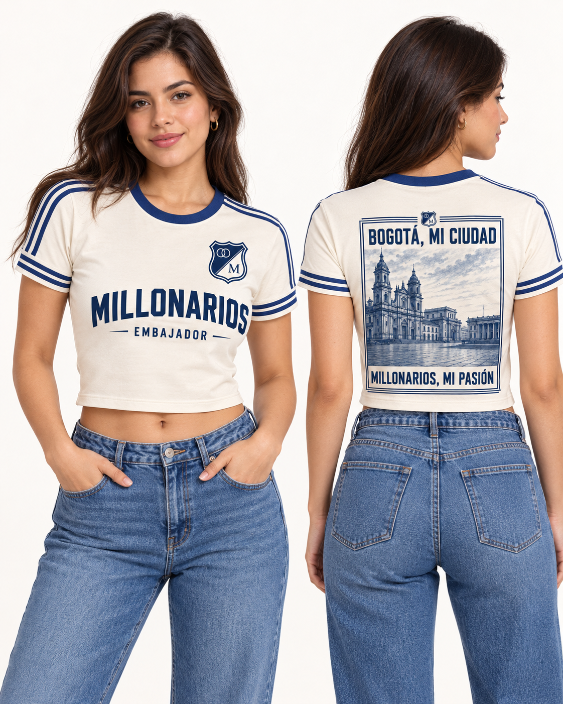 Baby tee mujer frente y espalda