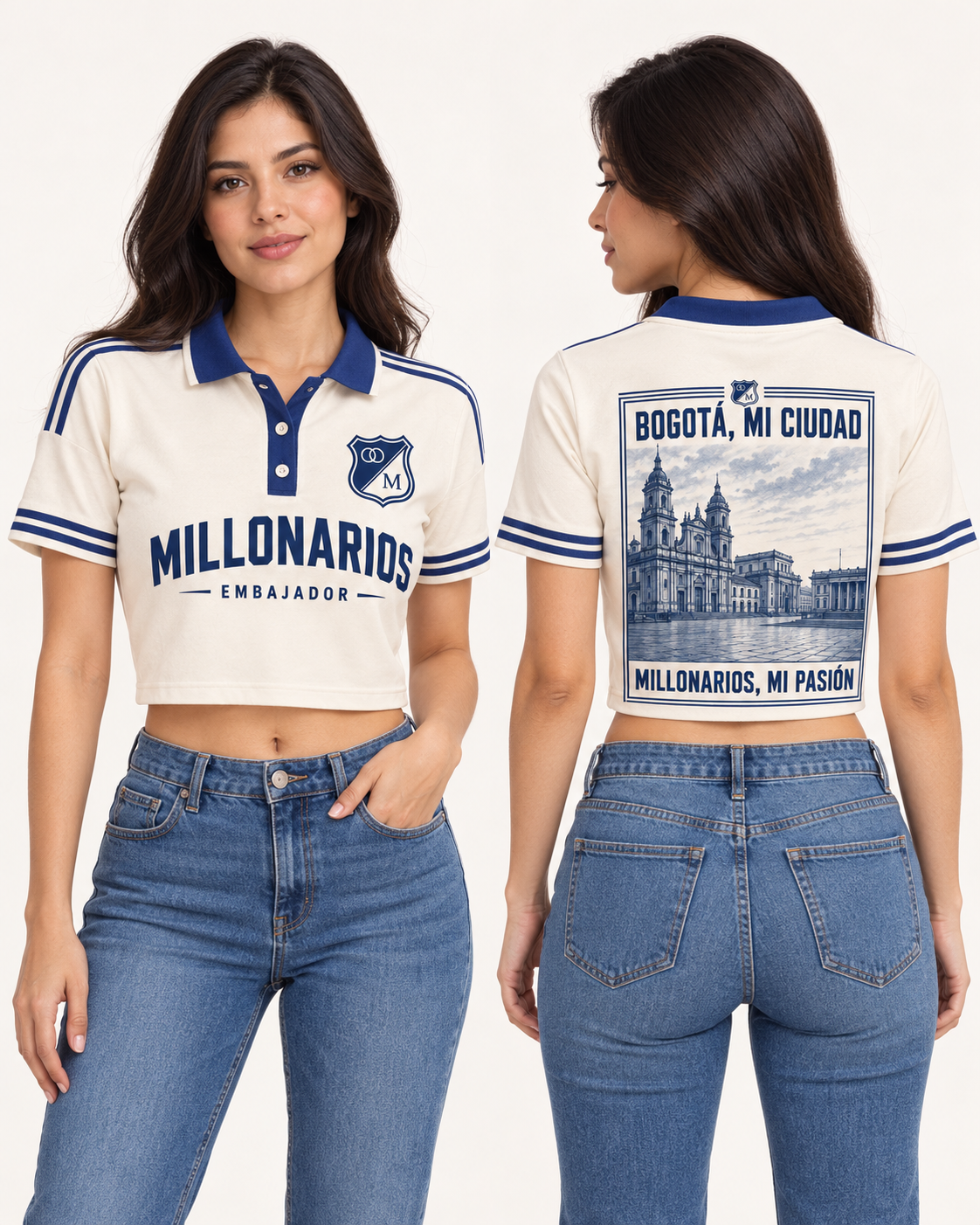 Polo corta mujer frente y espalda